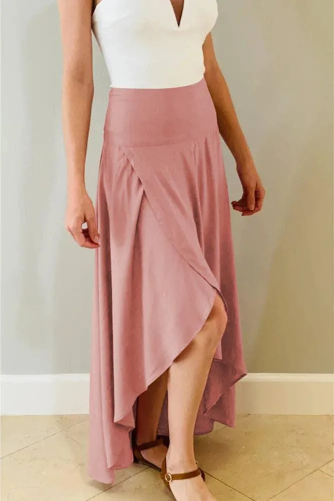 Ladies Inregualr Flounce Daily Ruffled Midi Skirt GQRB