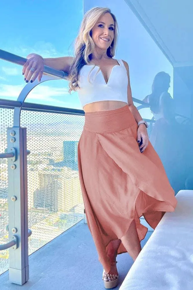 Ladies Inregualr Flounce Daily Ruffled Midi Skirt GQRB