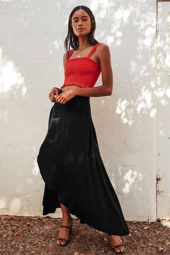 Ladies Inregualr Flounce Daily Ruffled Midi Skirt GQRB