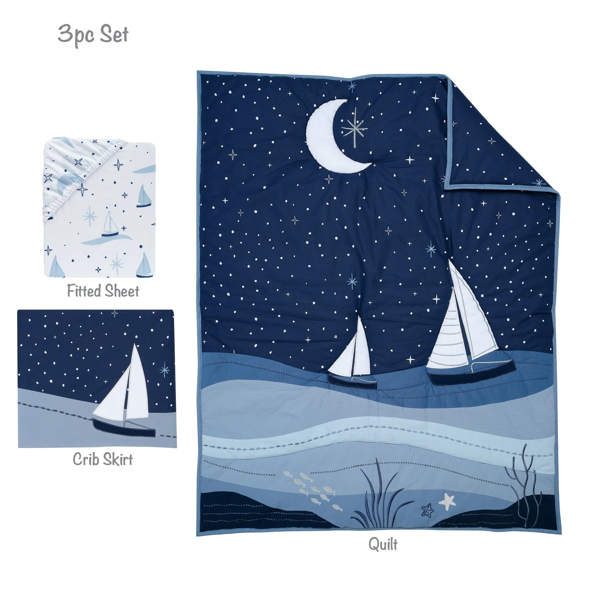 Little Skipper 3-Piece Crib Bedding Set