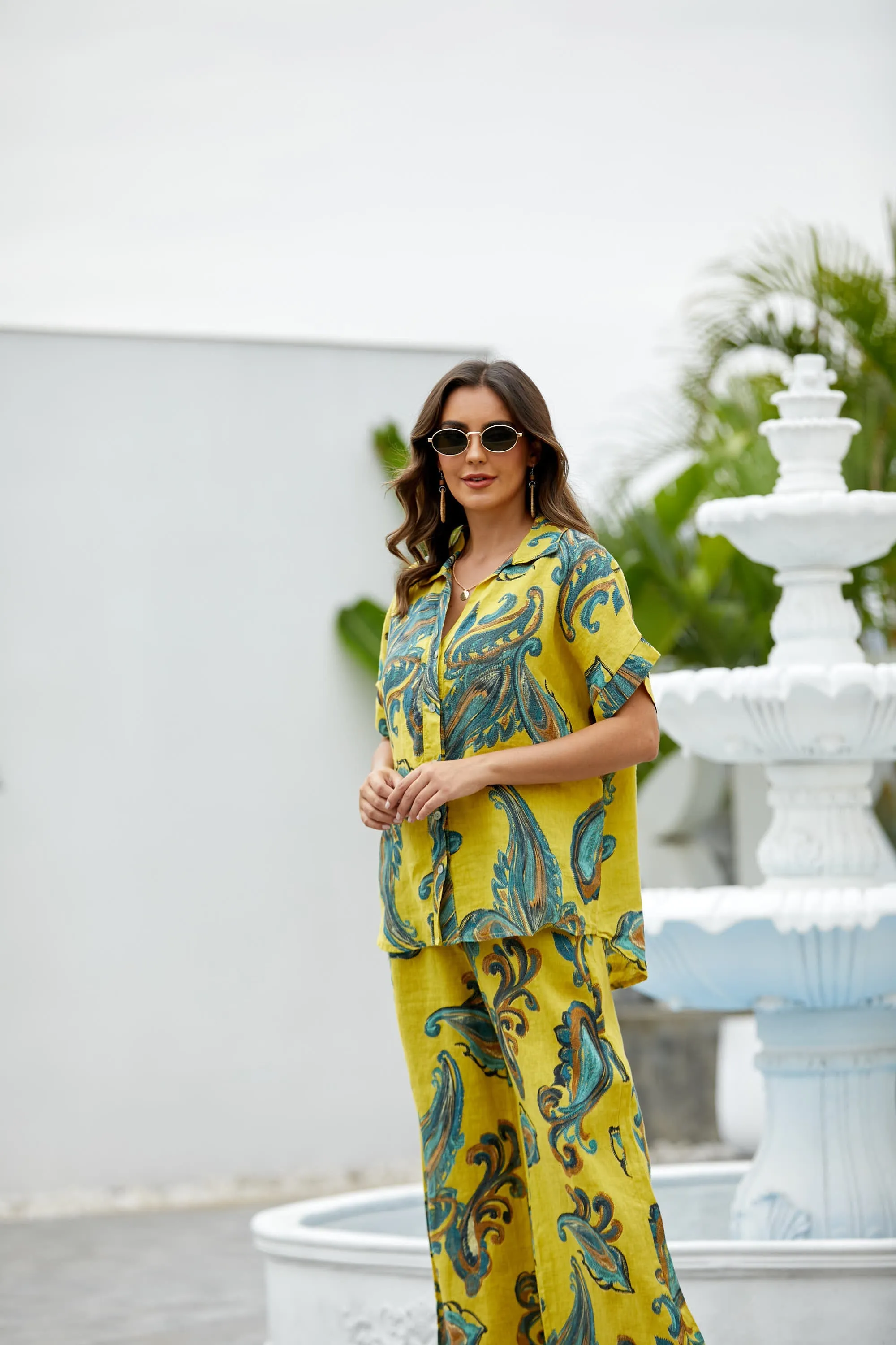 Lorenza's Paisley Print Linen shirt