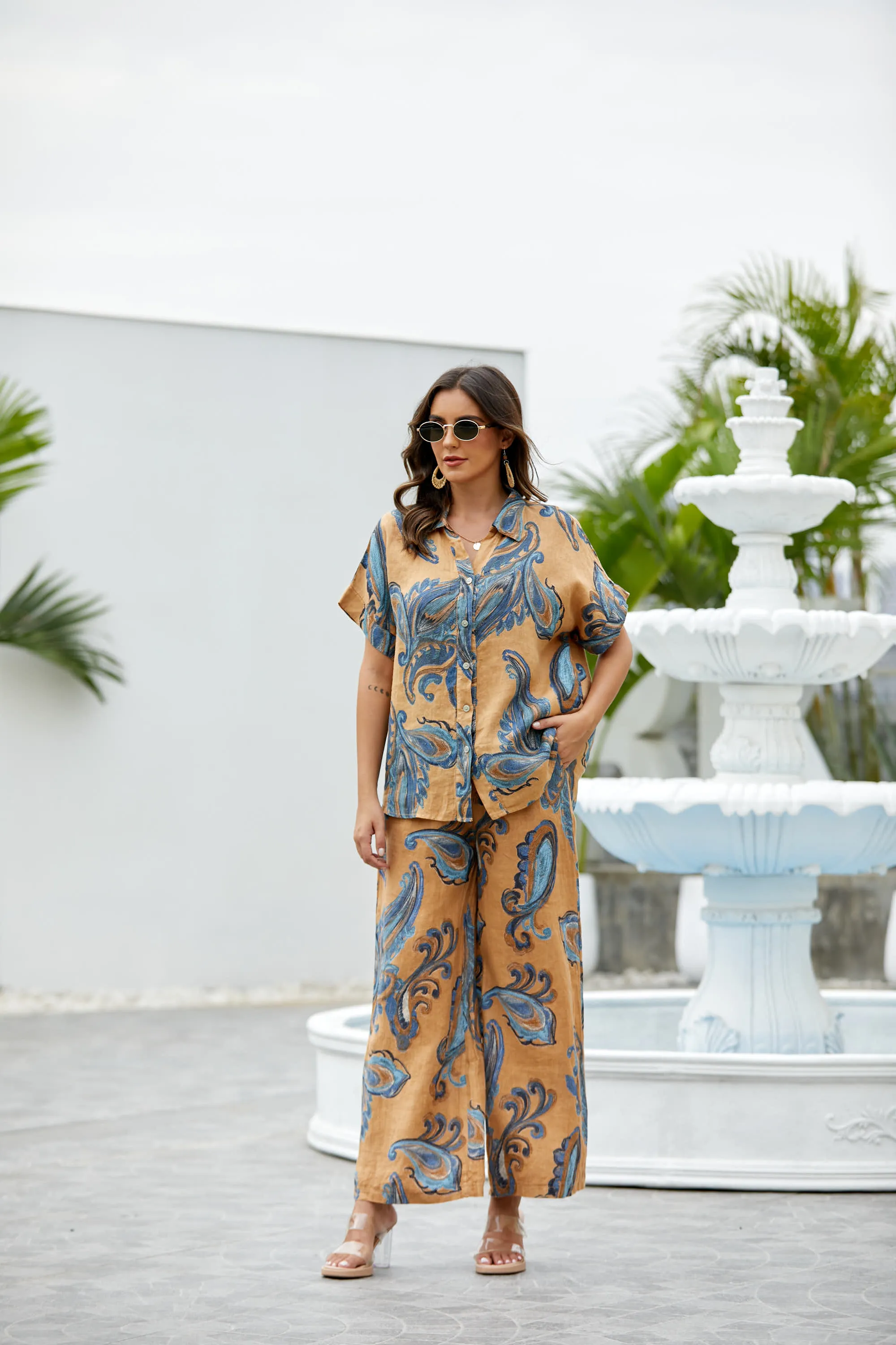 Lorenza's Paisley Print Linen shirt