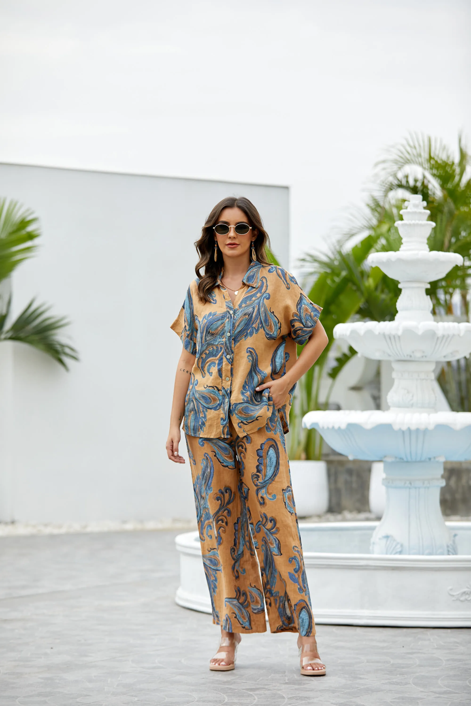 Lorenza's Paisley Print Linen shirt