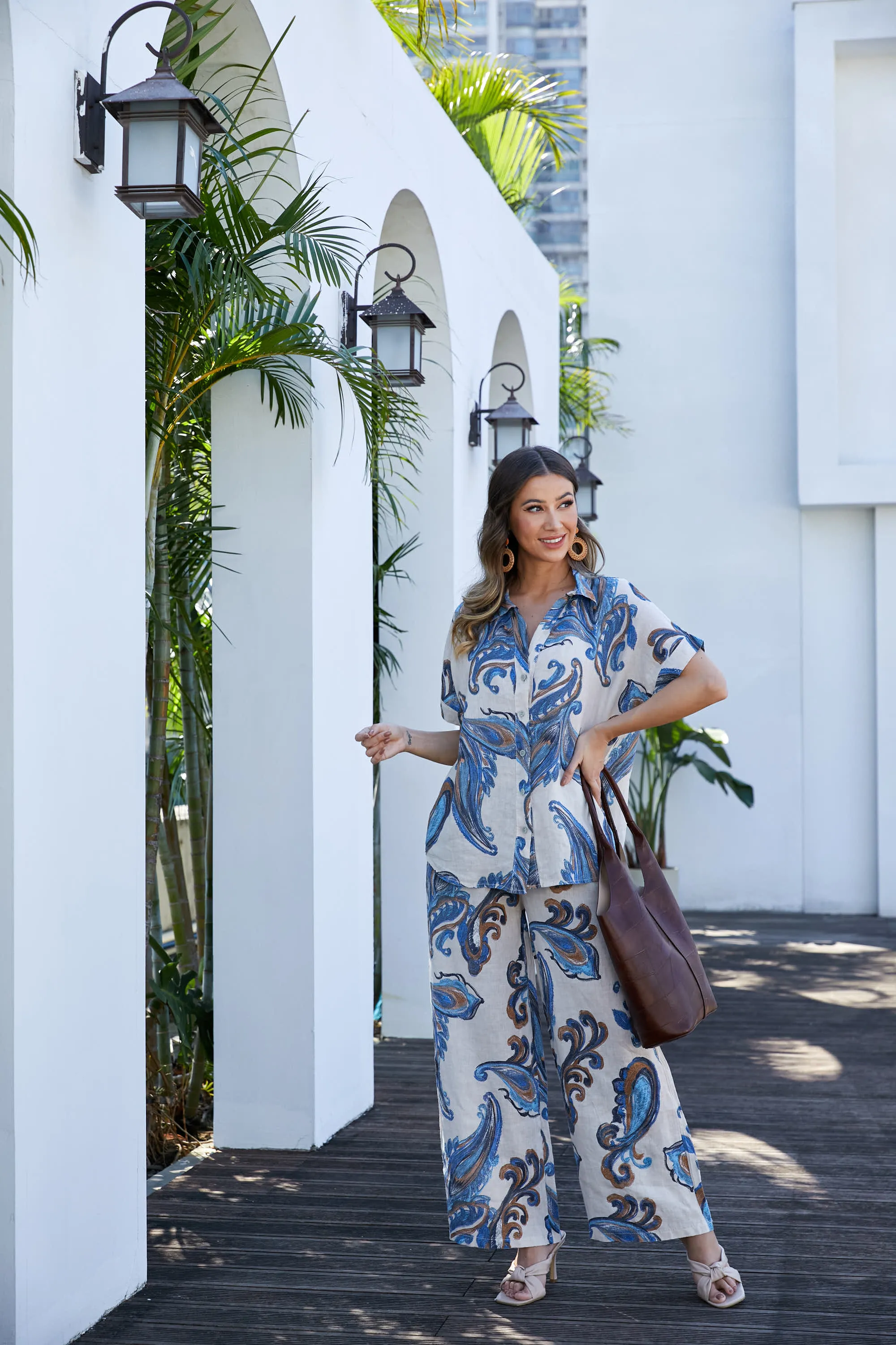 Lorenza's Paisley Print Linen shirt