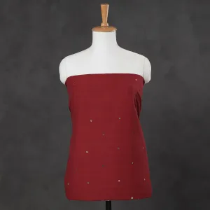 Maroon - Mangalagiri Cotton Sequin Work Kurta Material - 2.5 Meter