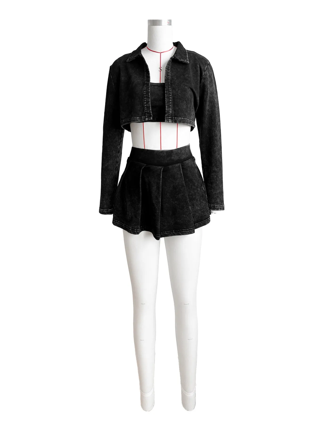 MB FASHION PREMIUM HIGH QUALITY Three-Piece Crop Jacket and Shirt Set 4100LY