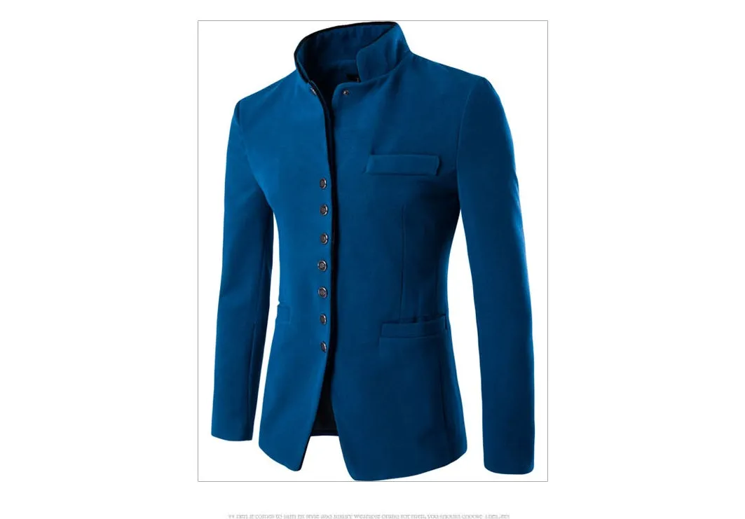 Men Jacket - Wool Single - Breasted Collar