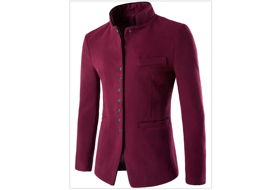 Men Jacket - Wool Single - Breasted Collar
