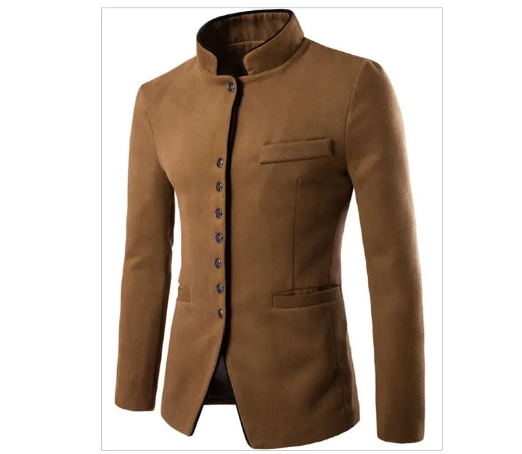 Men Jacket - Wool Single - Breasted Collar