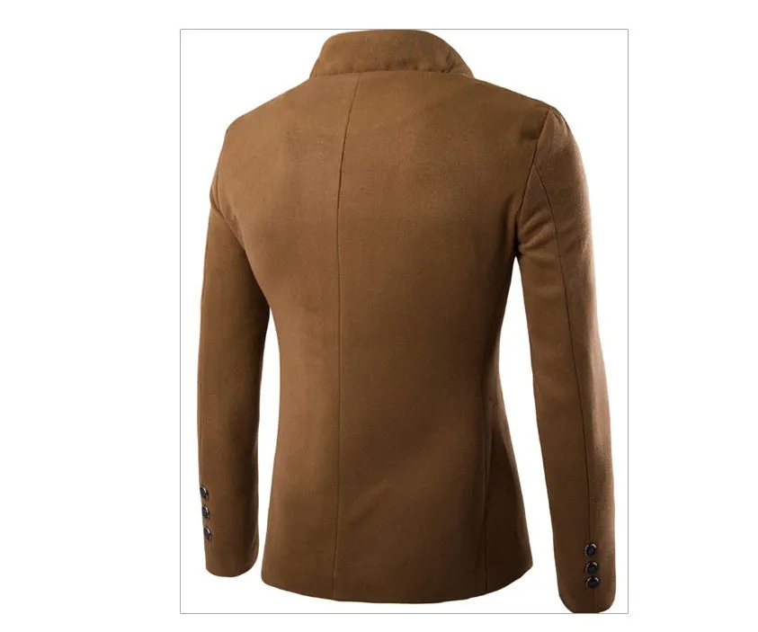 Men Jacket - Wool Single - Breasted Collar