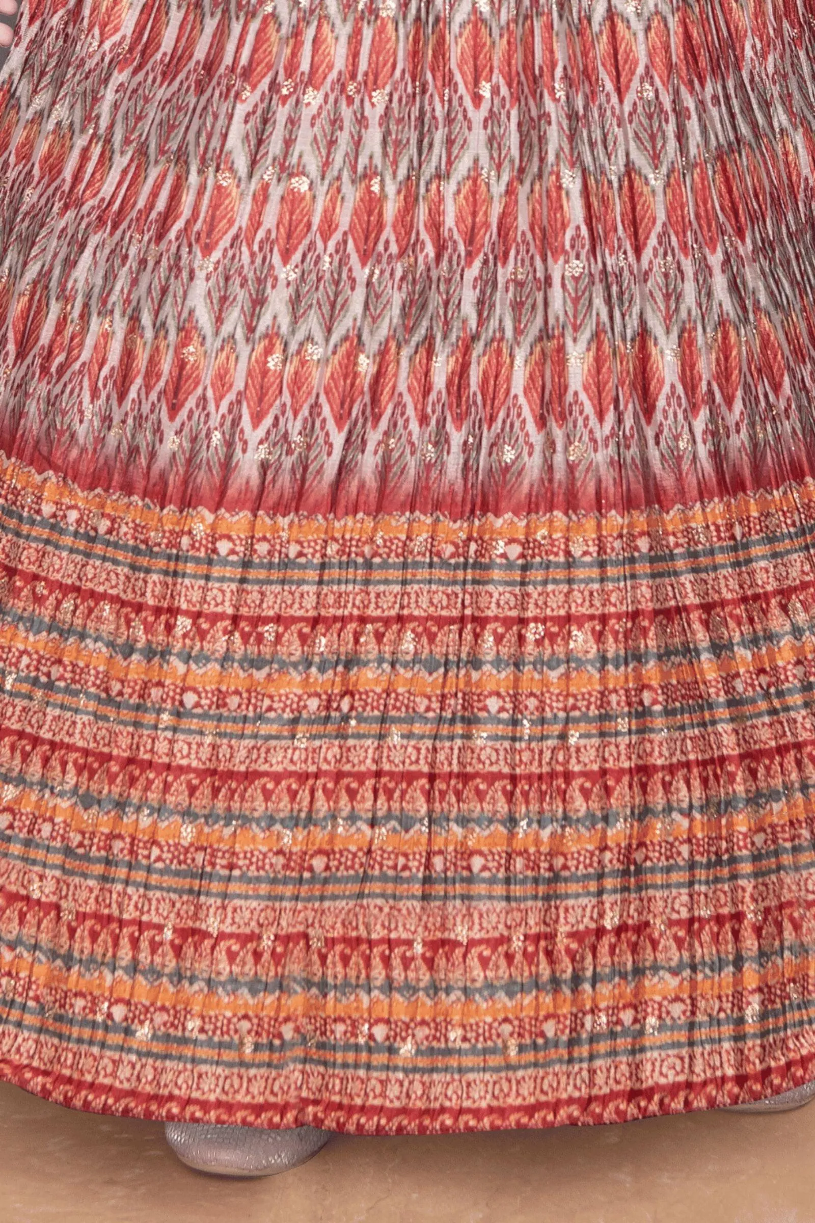 Multicolor Digital Print, Stone, Mirror and Sequins work Poncho Style Long Party Gown for Girls