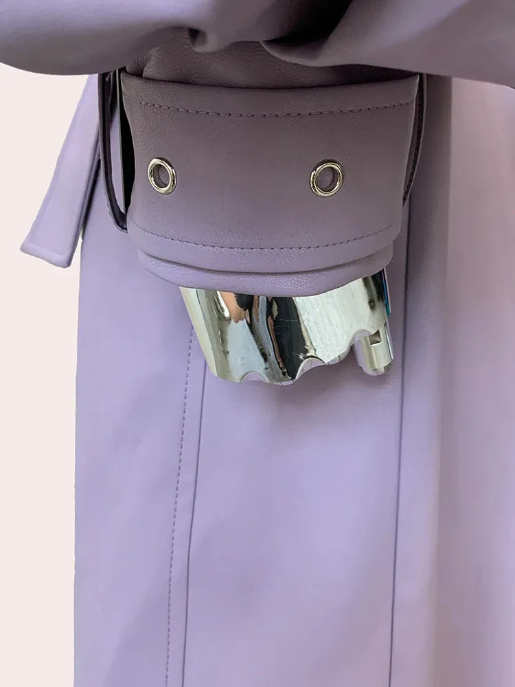 Nerazzurri Pu Leather Trench Coat