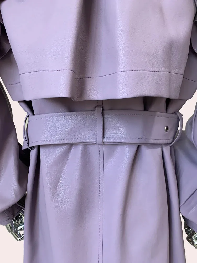 Nerazzurri Pu Leather Trench Coat
