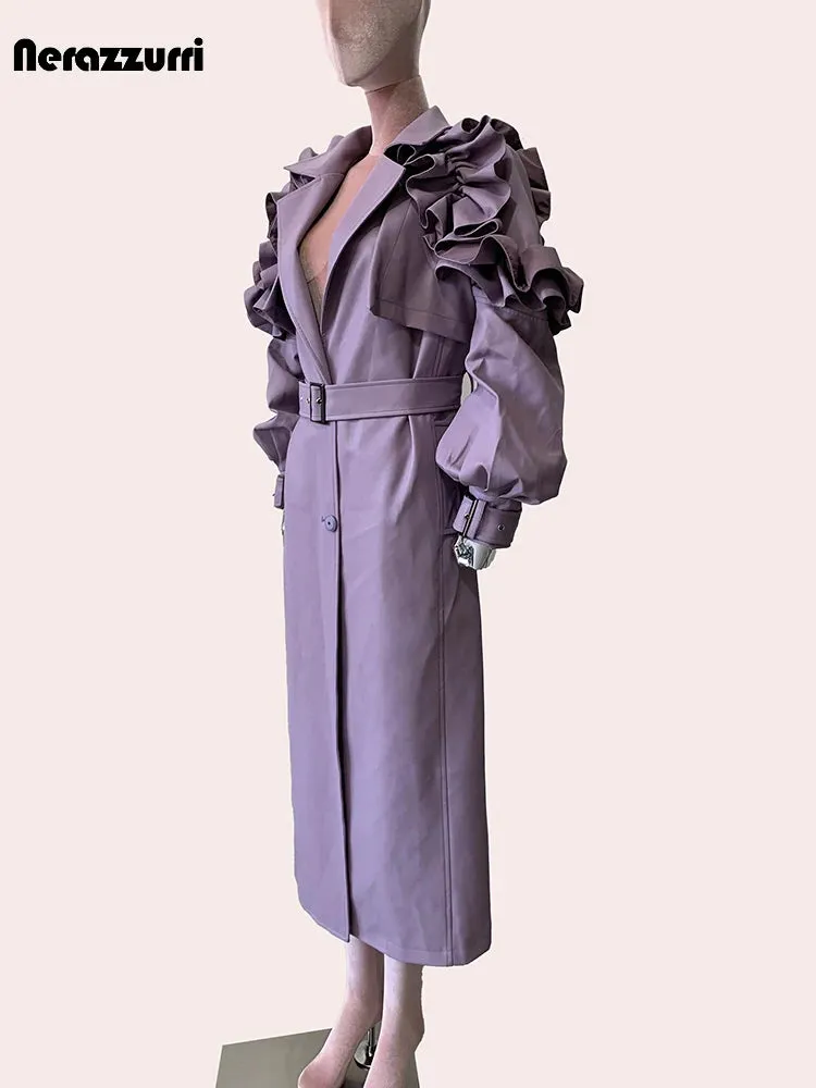 Nerazzurri Pu Leather Trench Coat