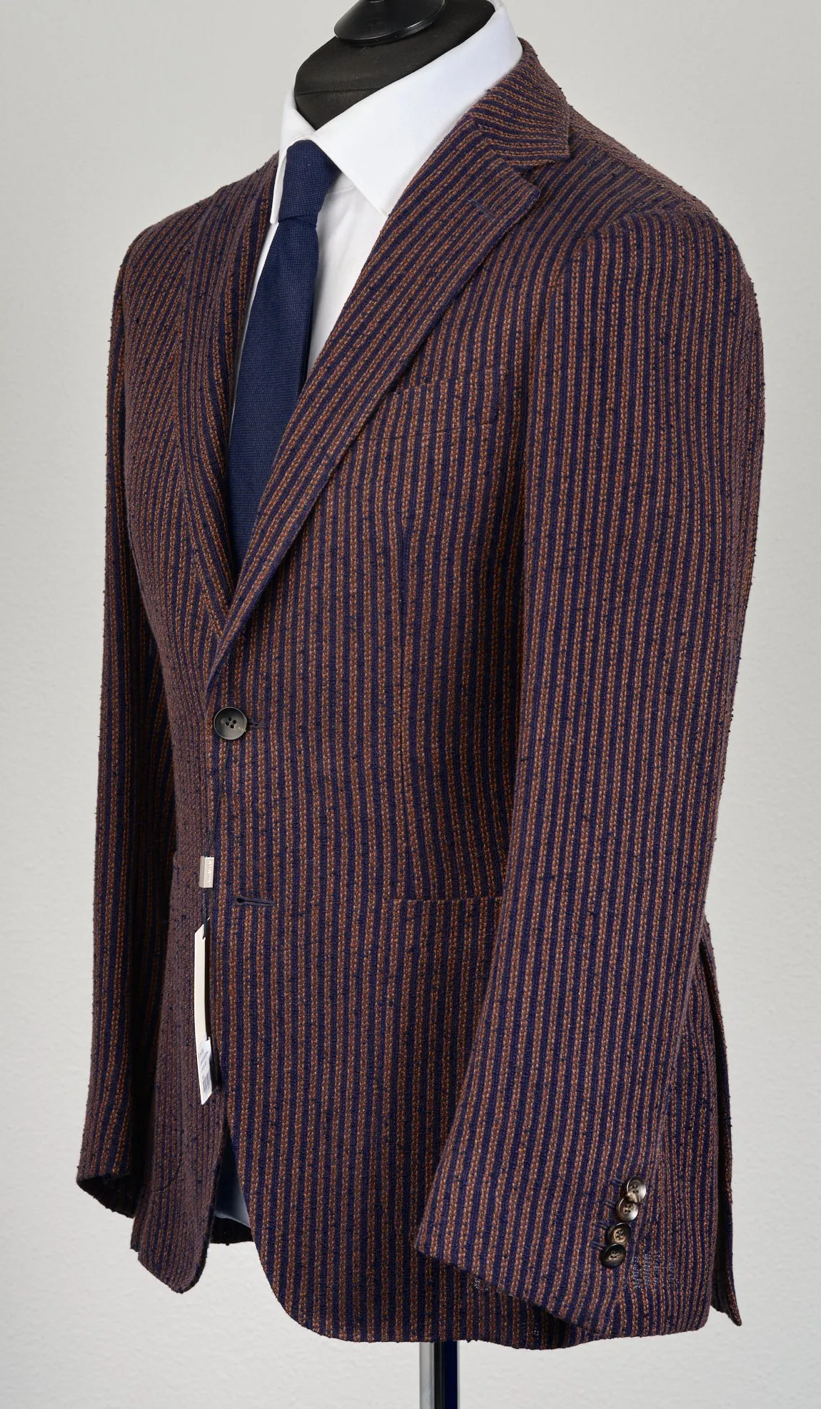New Suitsupply Havana Bronze/Navy Stripe Linen Ferla Unlined Blazer - Size 38R