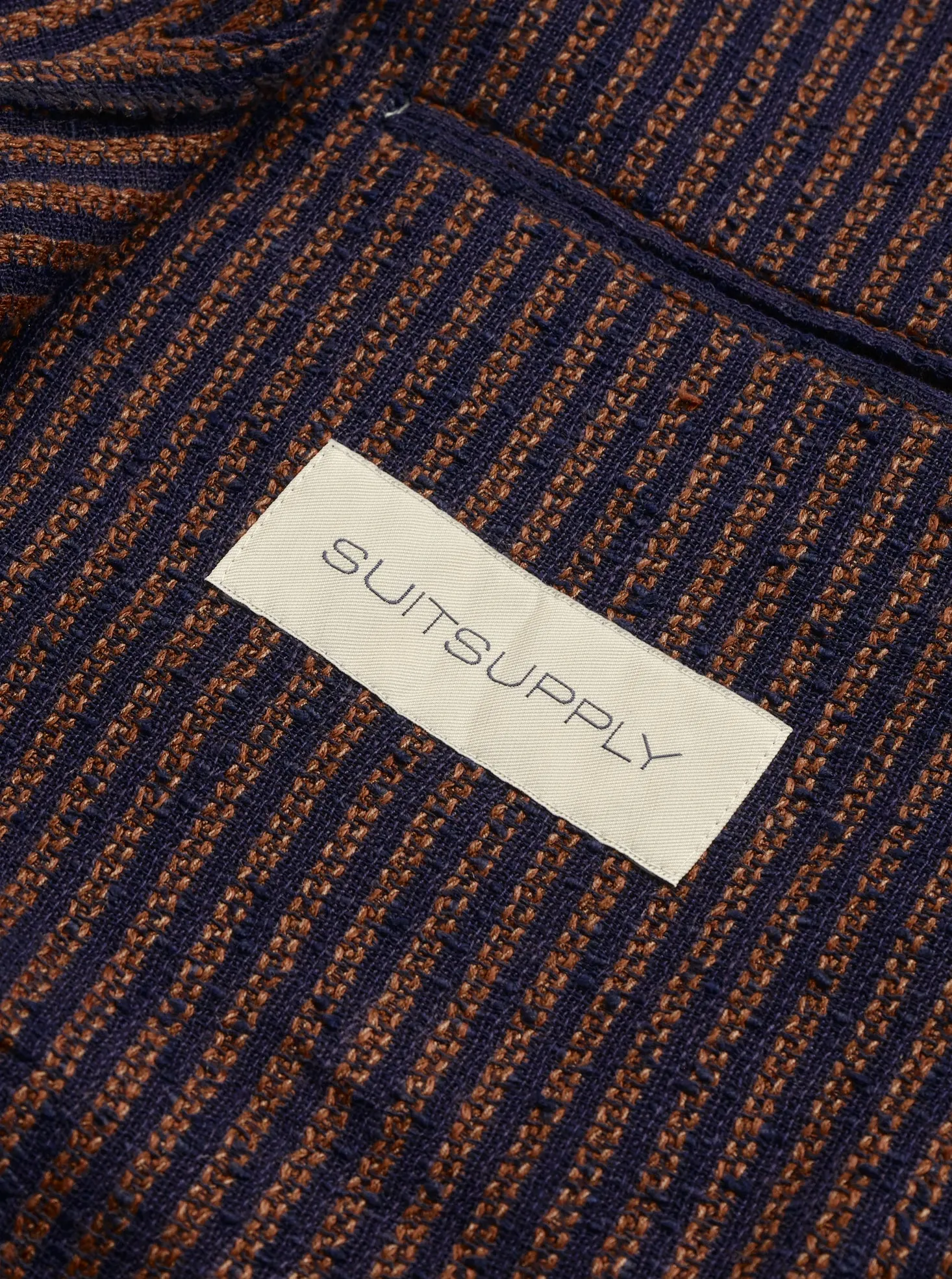 New Suitsupply Havana Bronze/Navy Stripe Linen Ferla Unlined Blazer - Size 38R
