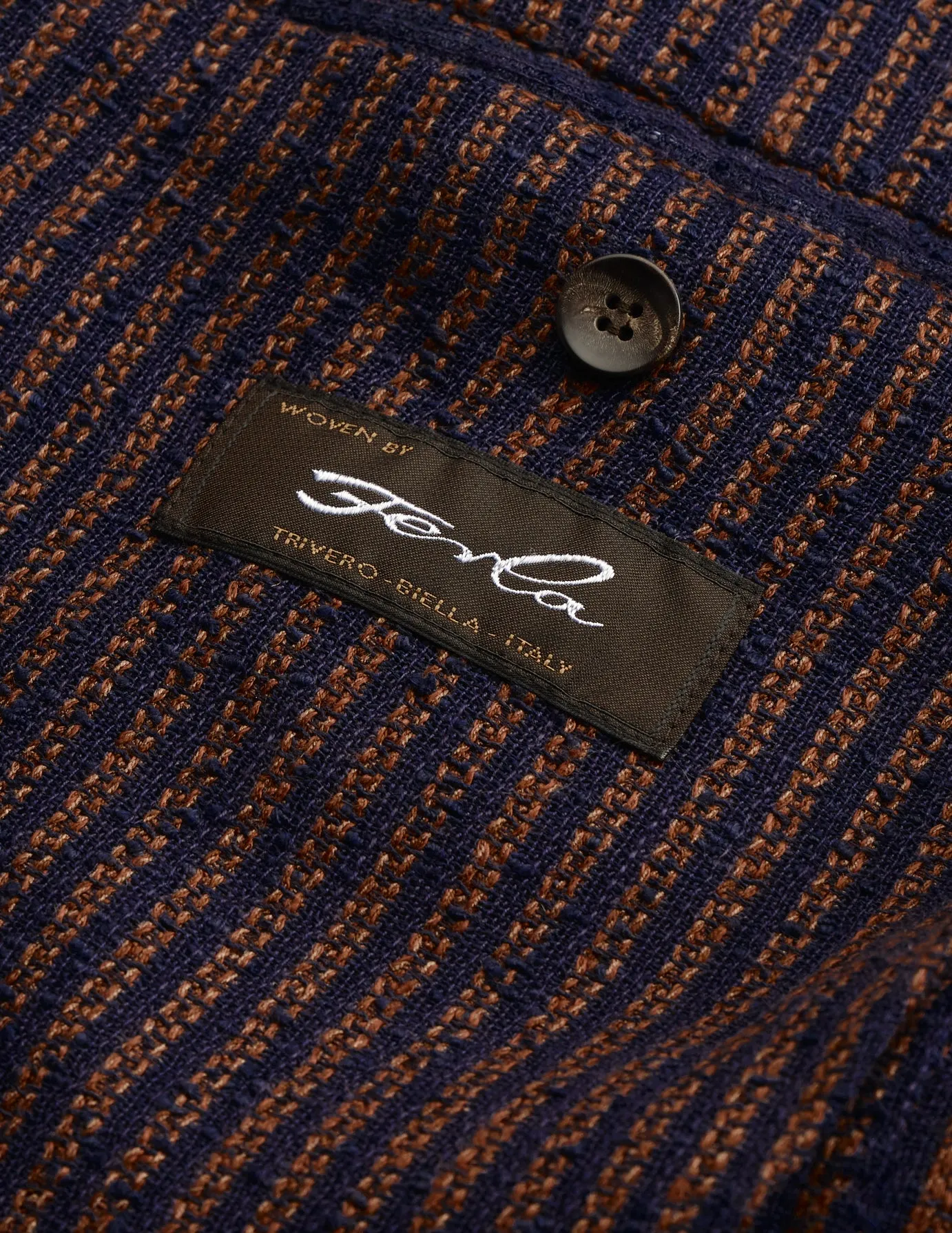 New Suitsupply Havana Bronze/Navy Stripe Linen Ferla Unlined Blazer - Size 38R