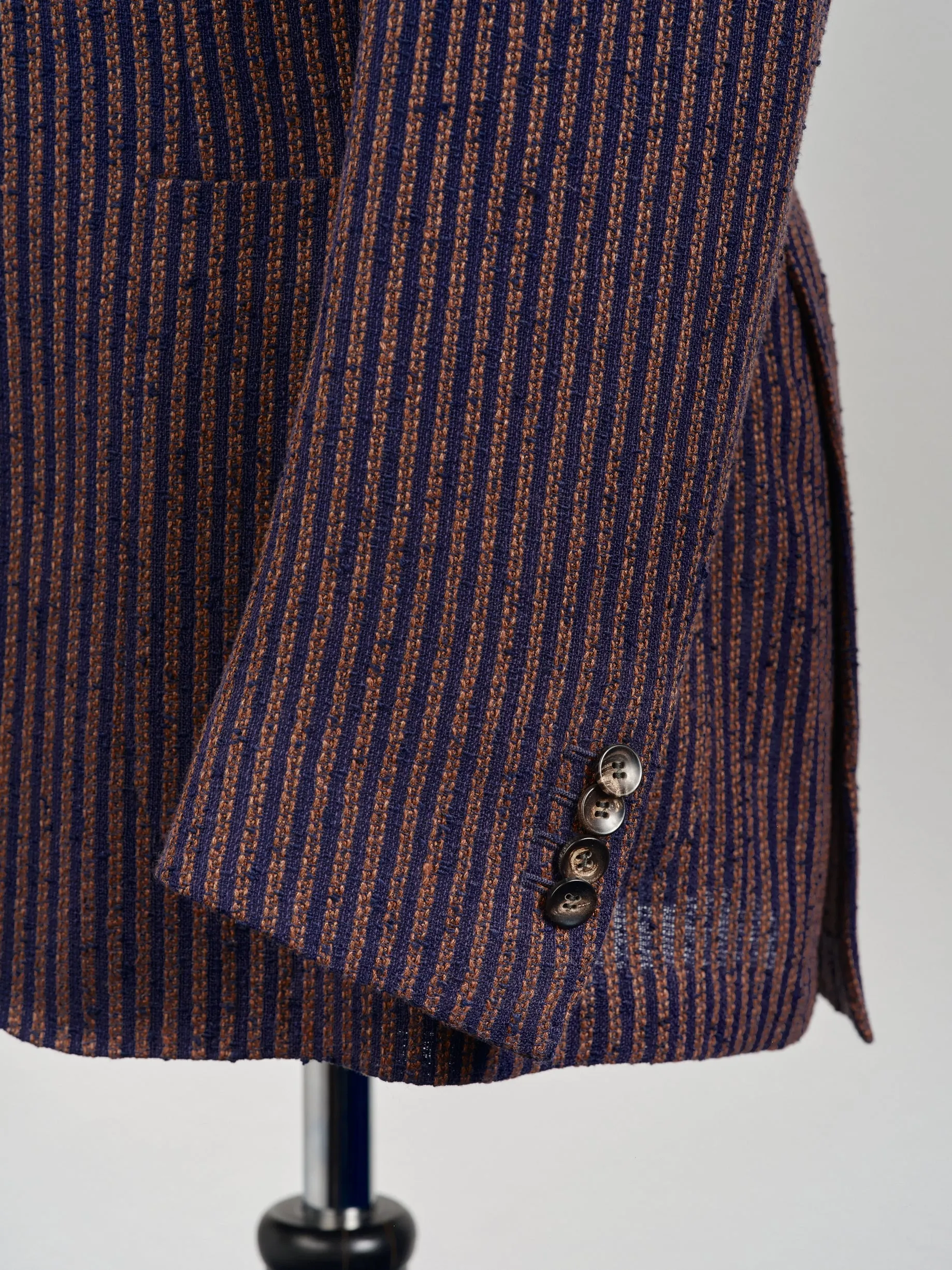 New Suitsupply Havana Bronze/Navy Stripe Linen Ferla Unlined Blazer - Size 38R