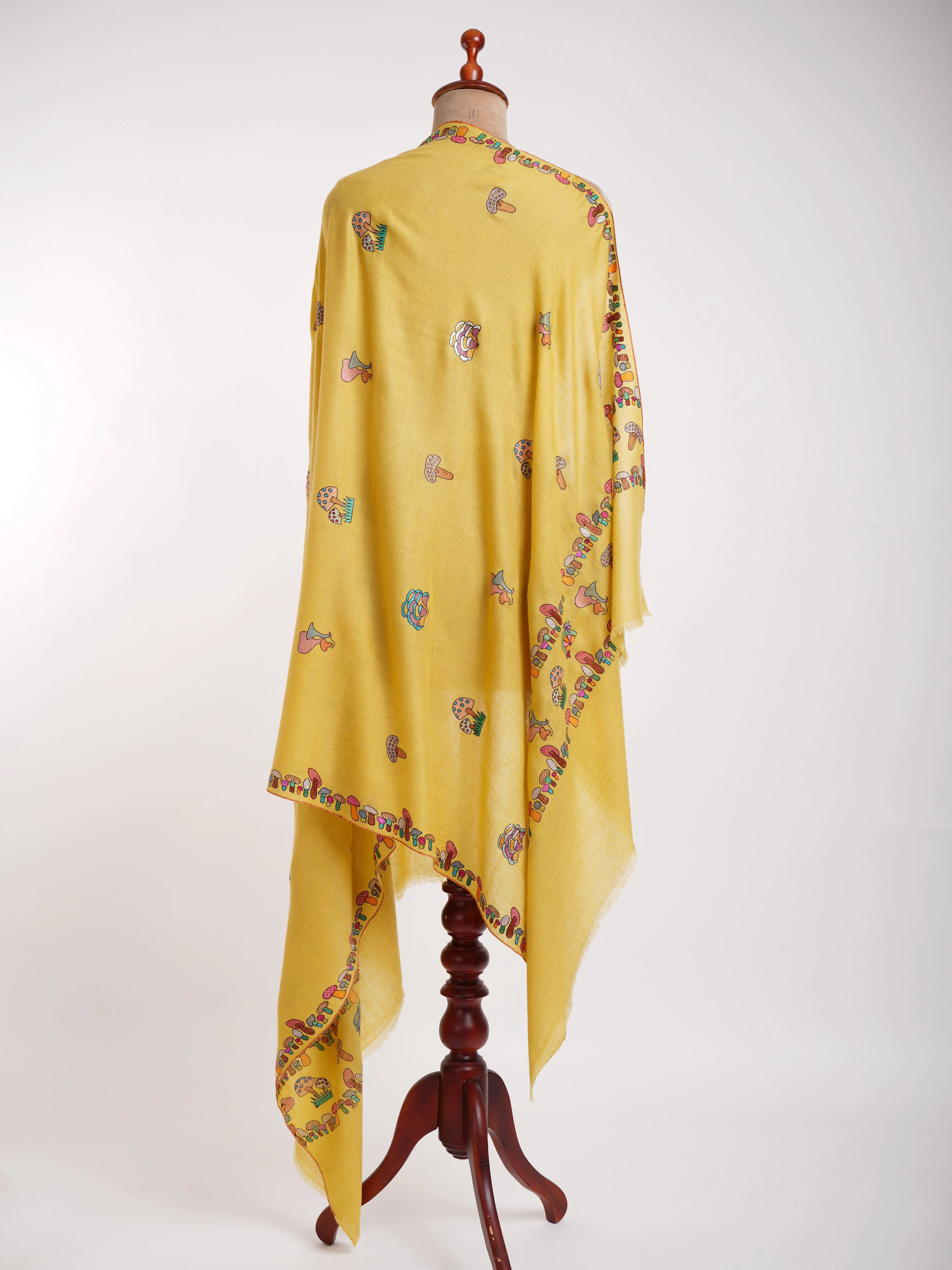 Ombre Happy Mushrooms Embroidered Pashmina Shawl