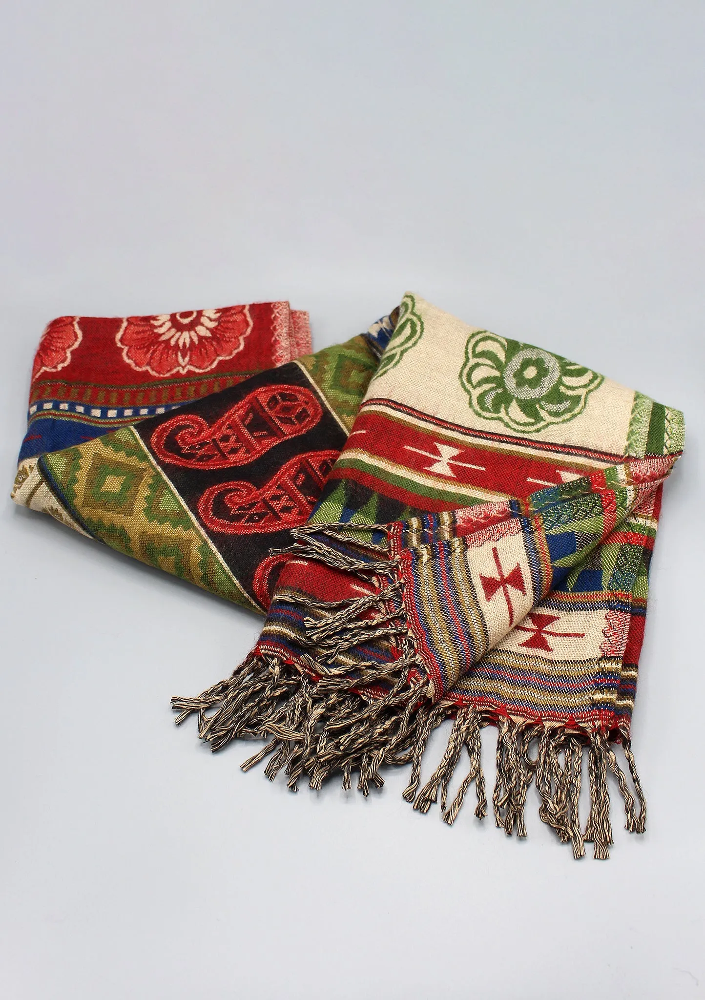 Paisley and Flower Design Hand Loomed Yak Wool Shawl