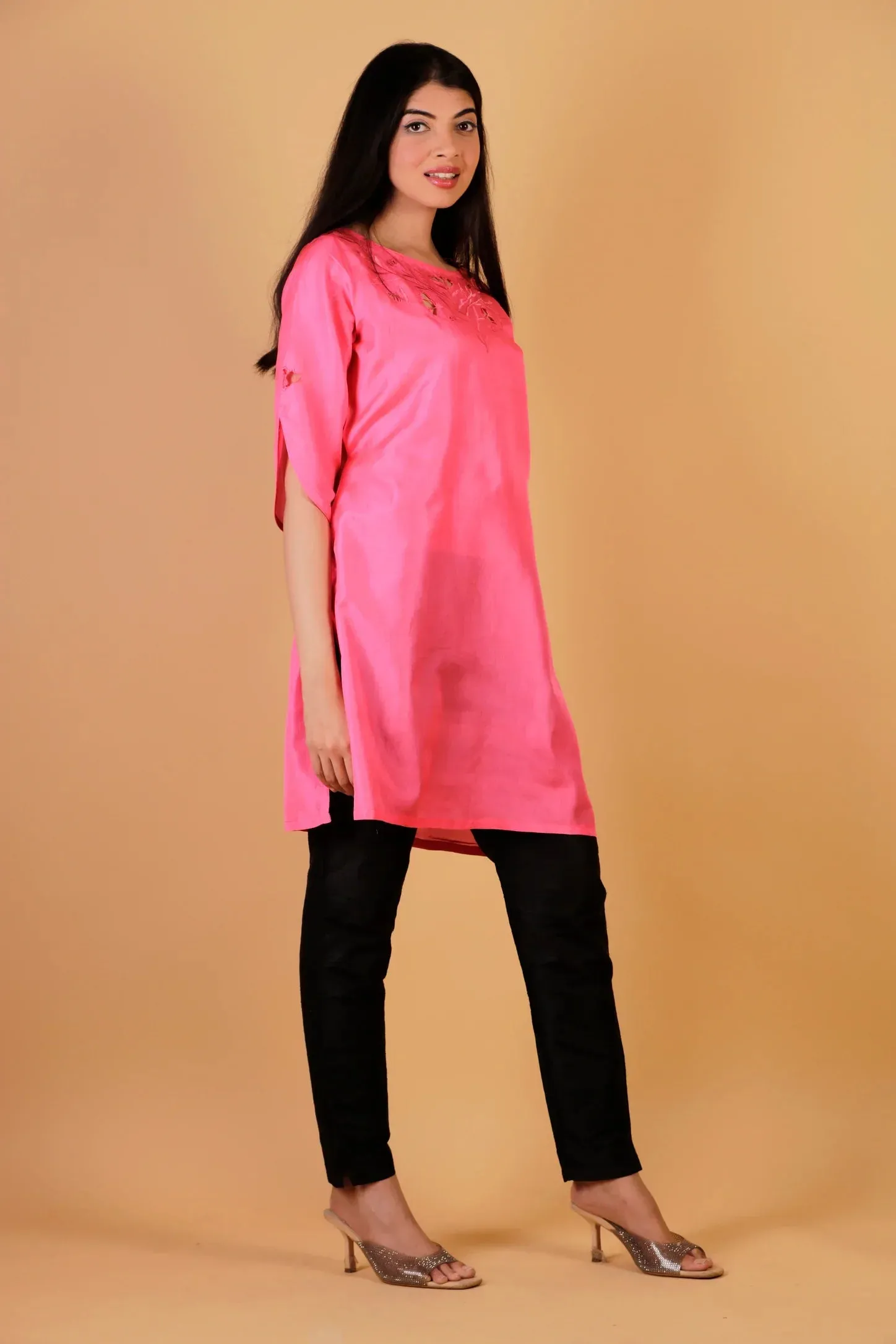 Pure Silk Embroidered Cutwork Tunic