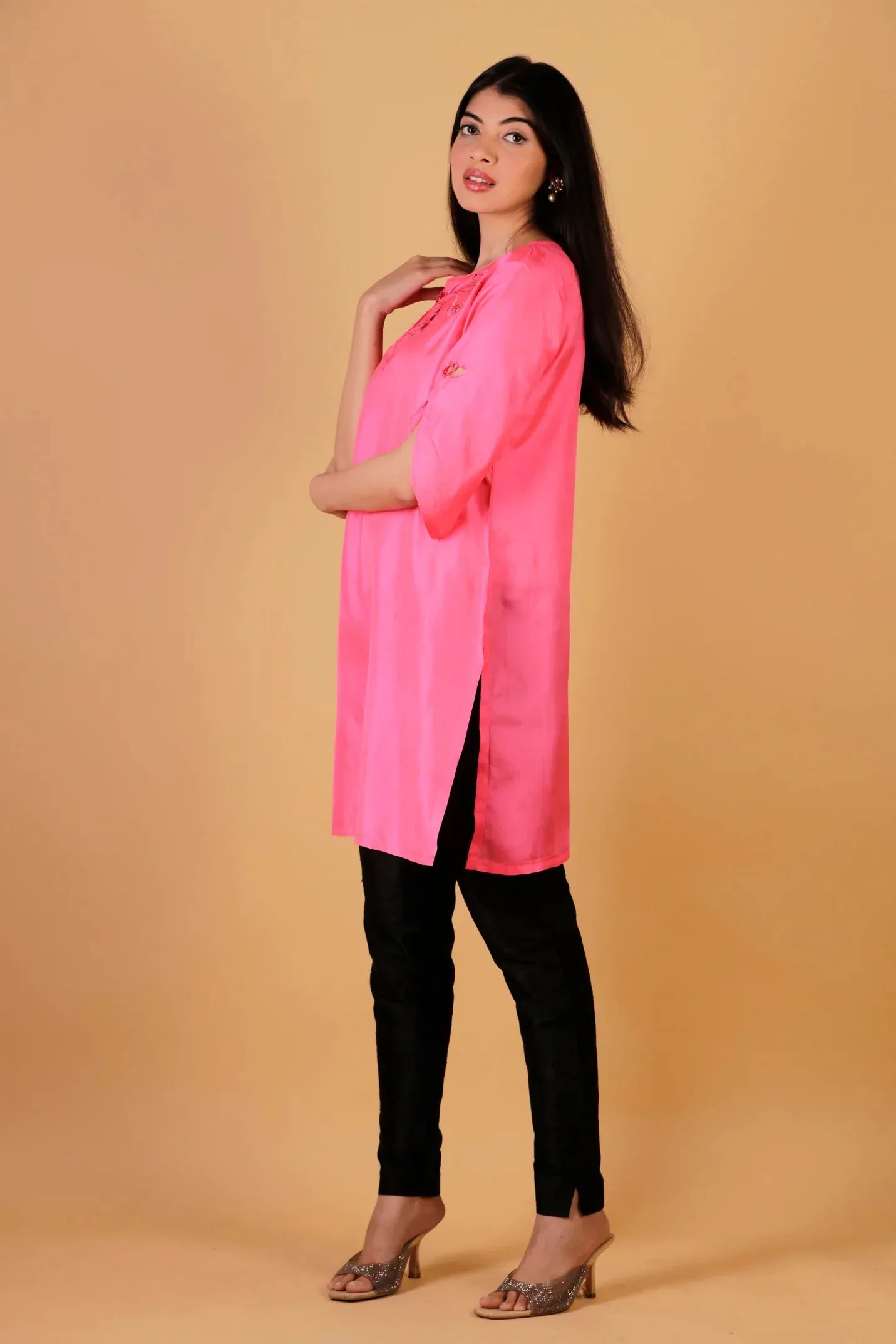Pure Silk Embroidered Cutwork Tunic