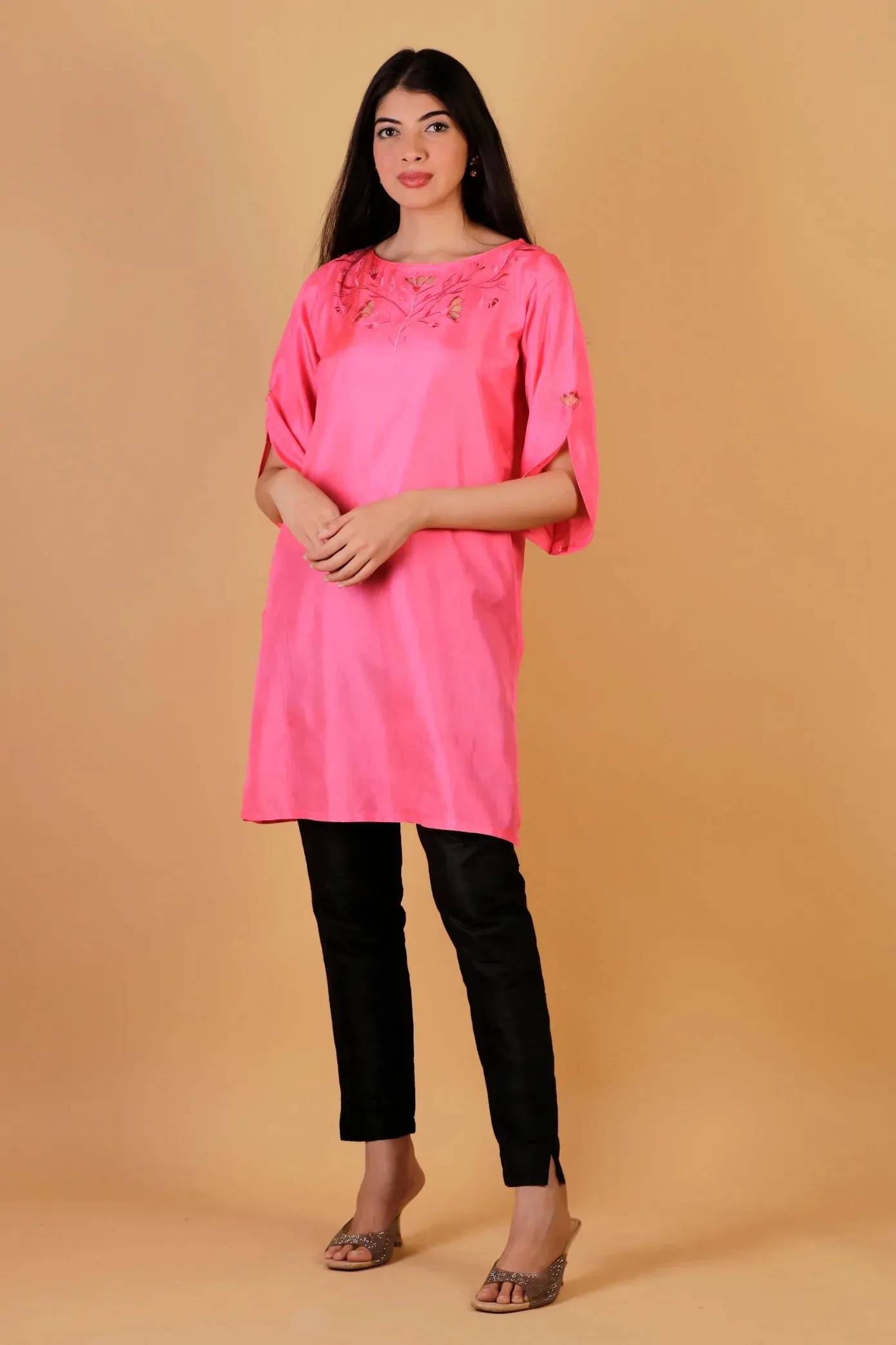 Pure Silk Embroidered Cutwork Tunic