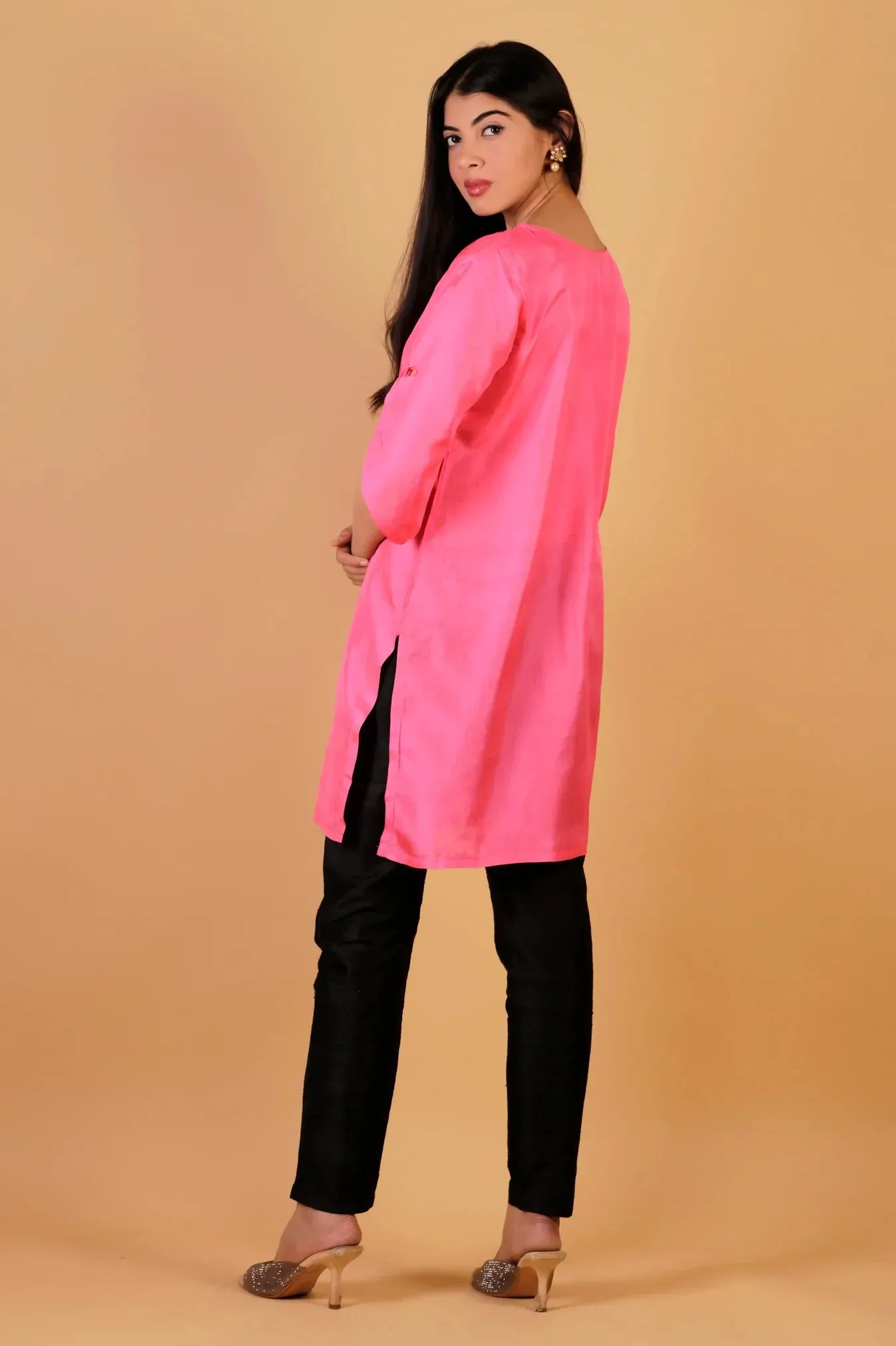 Pure Silk Embroidered Cutwork Tunic