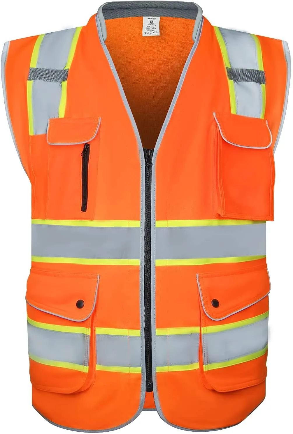 Safety Vest, High Visibility Reflective, 9 Pockets and Padded Neck, for Full Protection