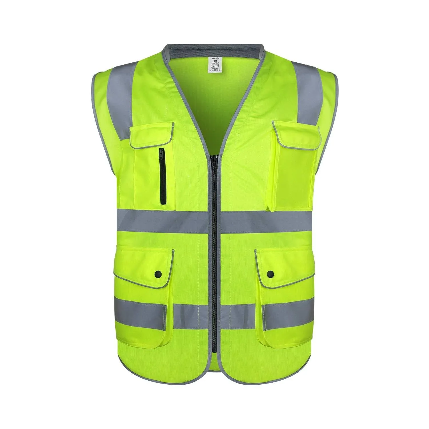 Safety Vest, High Visibility Reflective, 9 Pockets and Padded Neck, for Full Protection