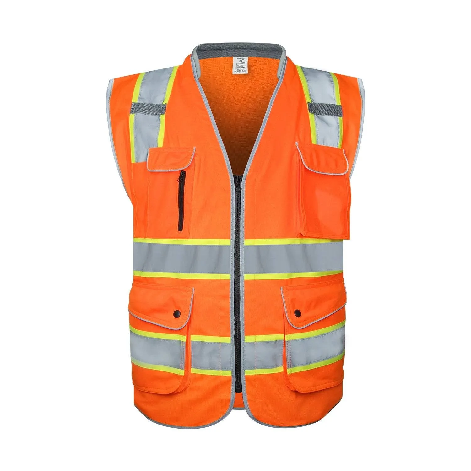 Safety Vest, High Visibility Reflective, 9 Pockets and Padded Neck, for Full Protection