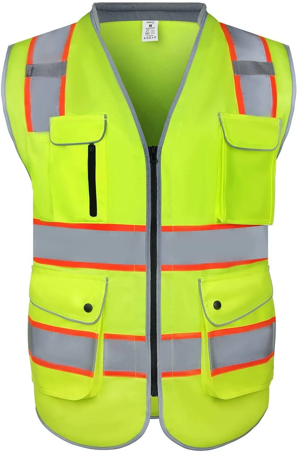 Safety Vest, High Visibility Reflective, 9 Pockets and Padded Neck, for Full Protection