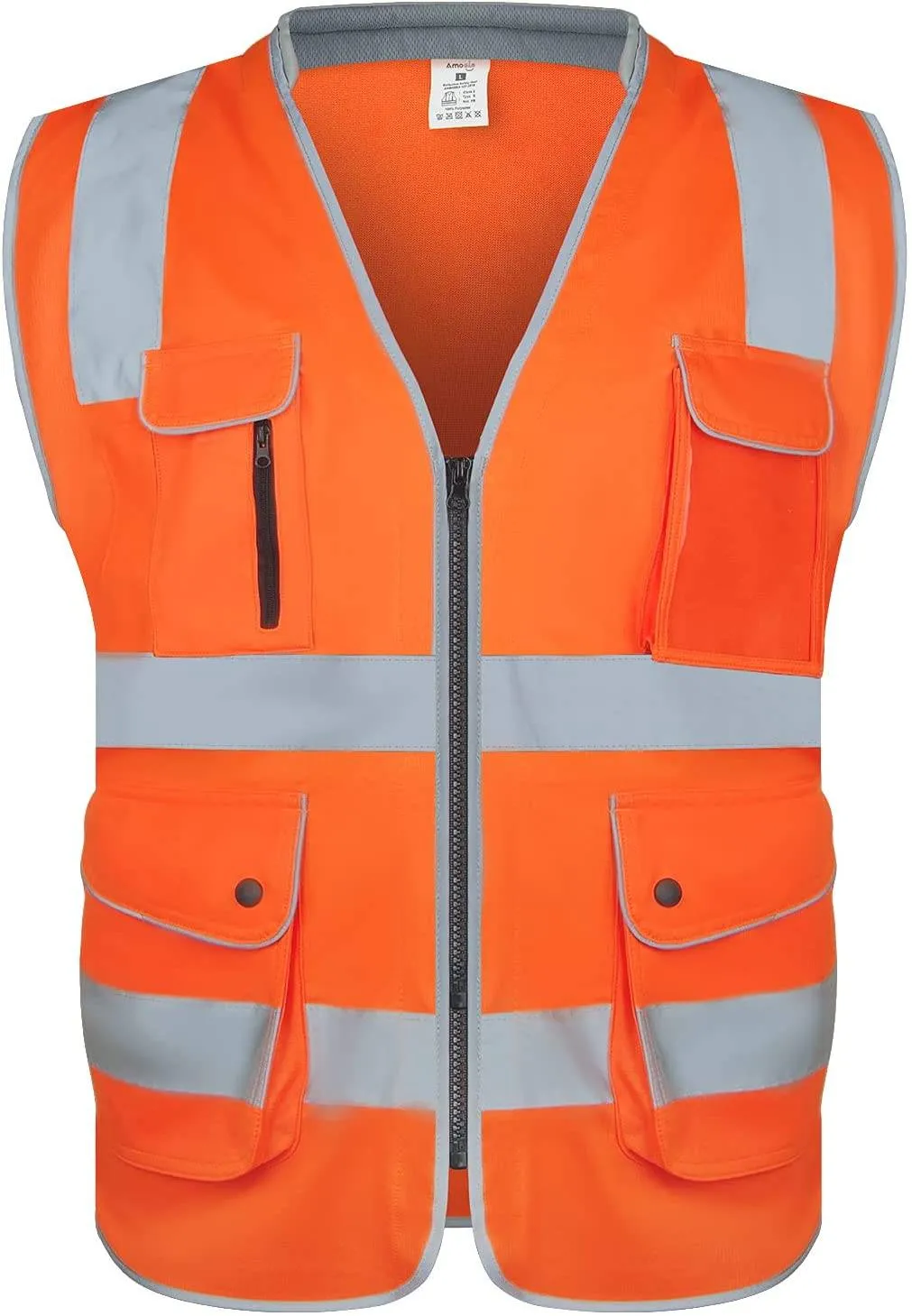Safety Vest, High Visibility Reflective, 9 Pockets and Padded Neck, for Full Protection