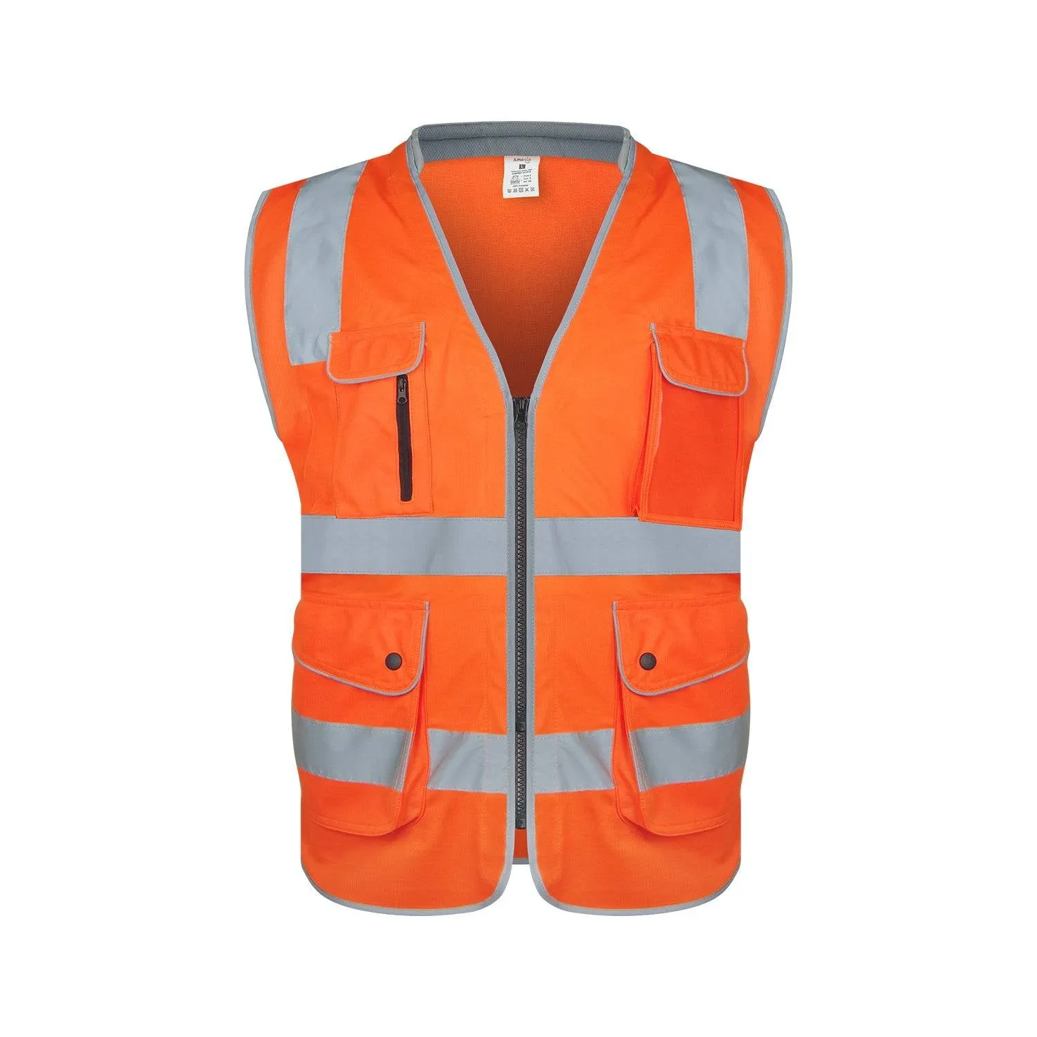Safety Vest, High Visibility Reflective, 9 Pockets and Padded Neck, for Full Protection