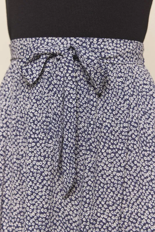 Self Tie Midi Skirt Navy