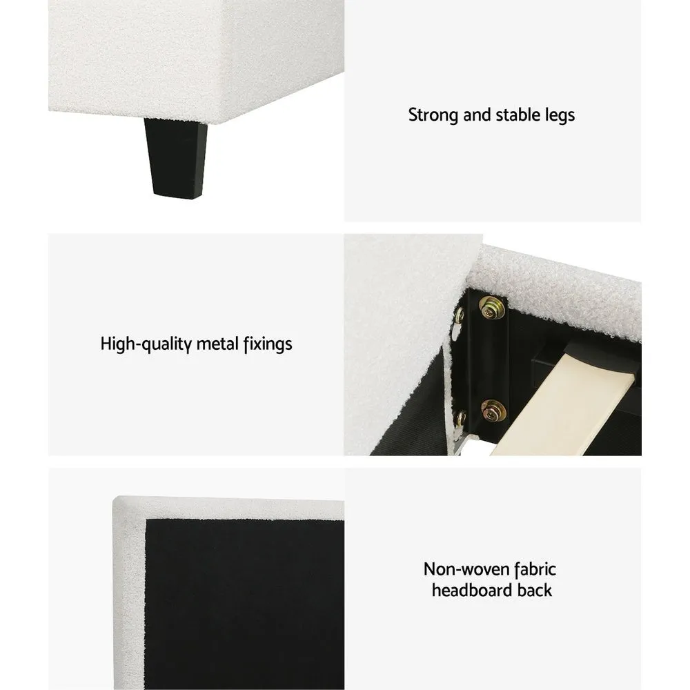 Single Premium Package | Coogee Bed Frame Cuddly White Bouclé, Algarve Euro Top Pocket Spring Mattress (Medium Firm) & Pillowtop Mattress Topper