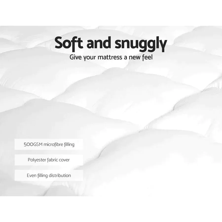Single Premium Package | Coogee Bed Frame Cuddly White Bouclé, Algarve Euro Top Pocket Spring Mattress (Medium Firm) & Pillowtop Mattress Topper