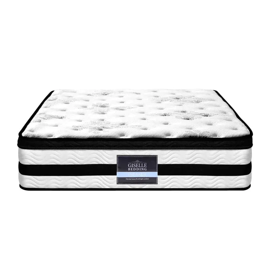 Single Premium Package | Coogee Bed Frame Cuddly White Bouclé, Algarve Euro Top Pocket Spring Mattress (Medium Firm) & Pillowtop Mattress Topper