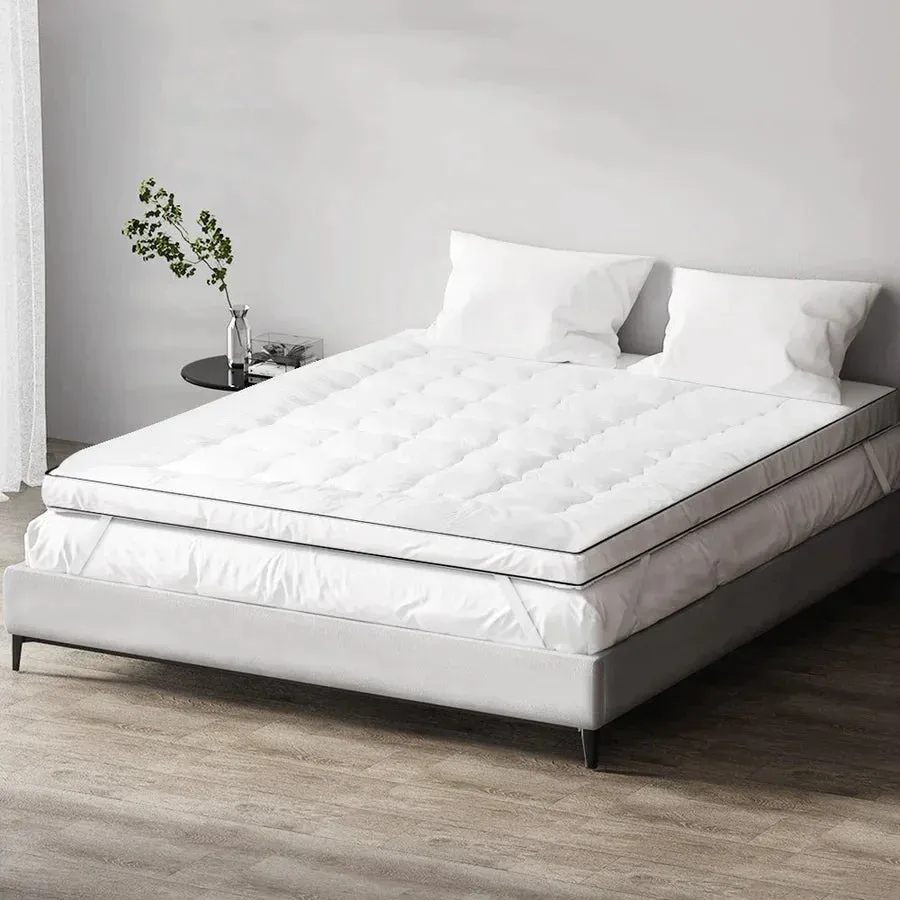 Single Premium Package | Coogee Bed Frame Cuddly White Bouclé, Algarve Euro Top Pocket Spring Mattress (Medium Firm) & Pillowtop Mattress Topper