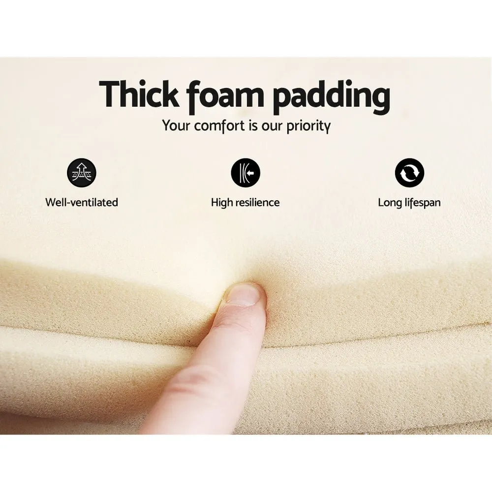 Single Premium Package | Coogee Bed Frame Cuddly White Bouclé, Algarve Euro Top Pocket Spring Mattress (Medium Firm) & Pillowtop Mattress Topper