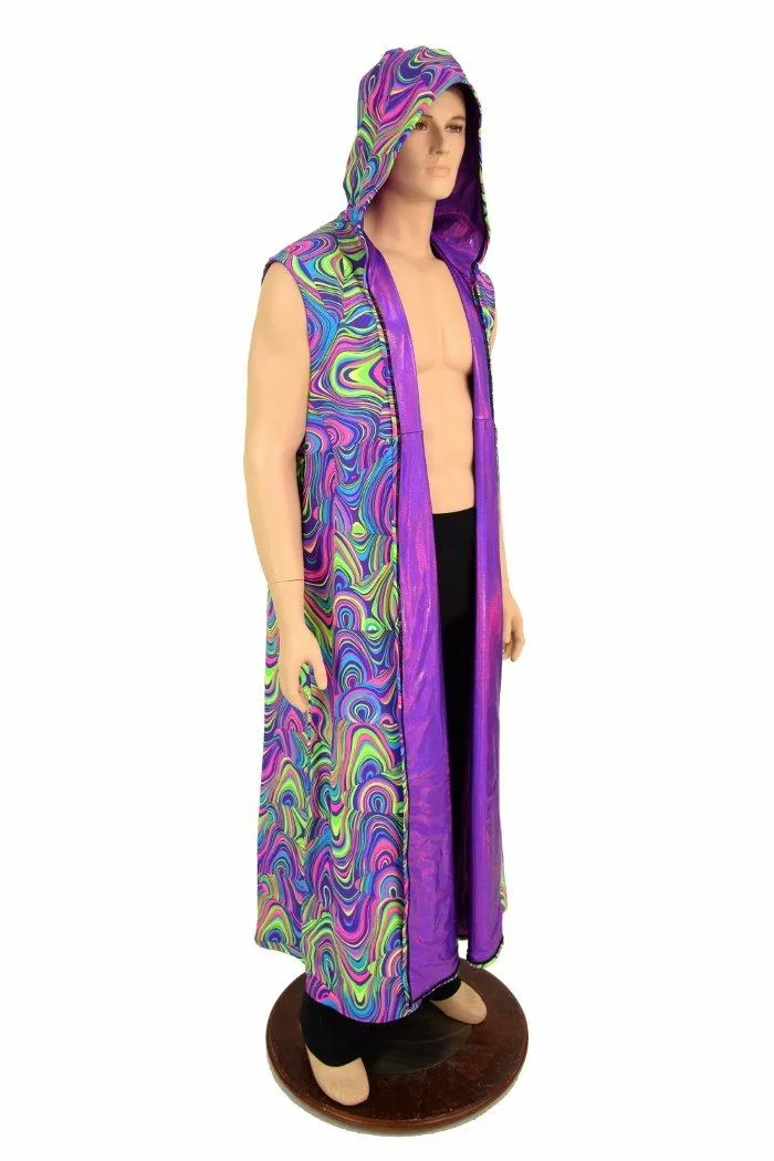 Sleeveless Reversible Hooded Duster