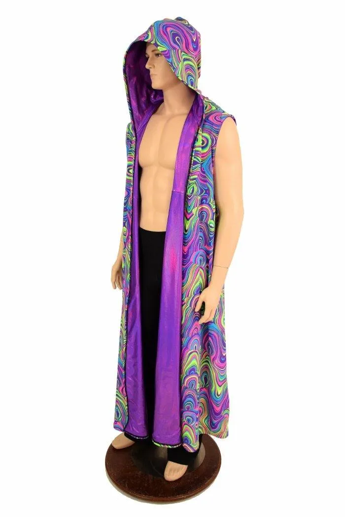 Sleeveless Reversible Hooded Duster