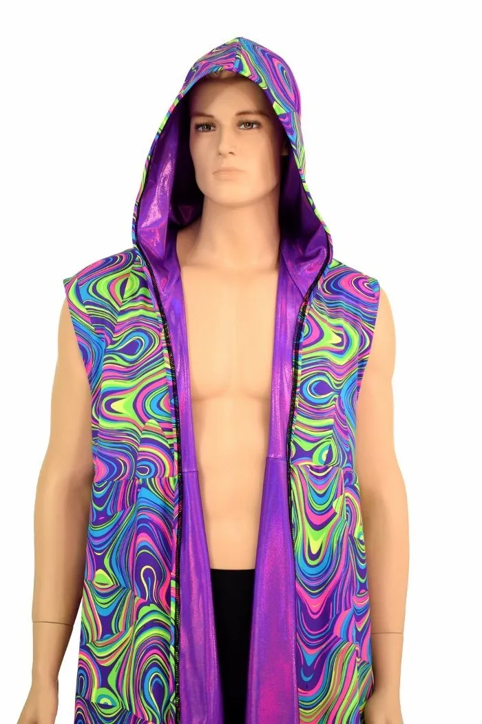 Sleeveless Reversible Hooded Duster