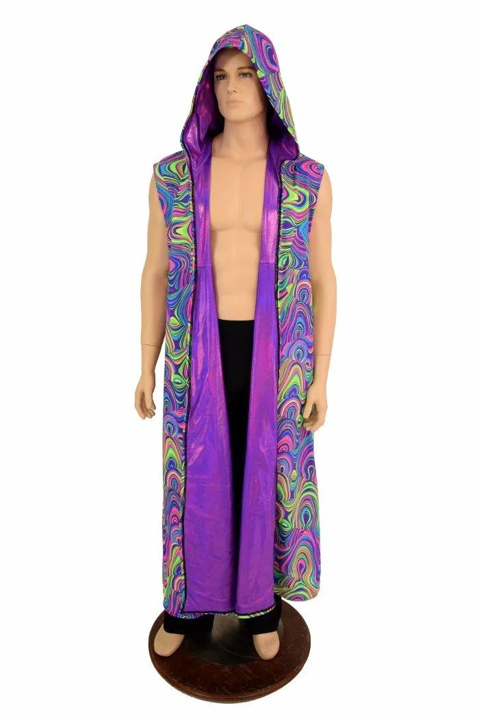 Sleeveless Reversible Hooded Duster