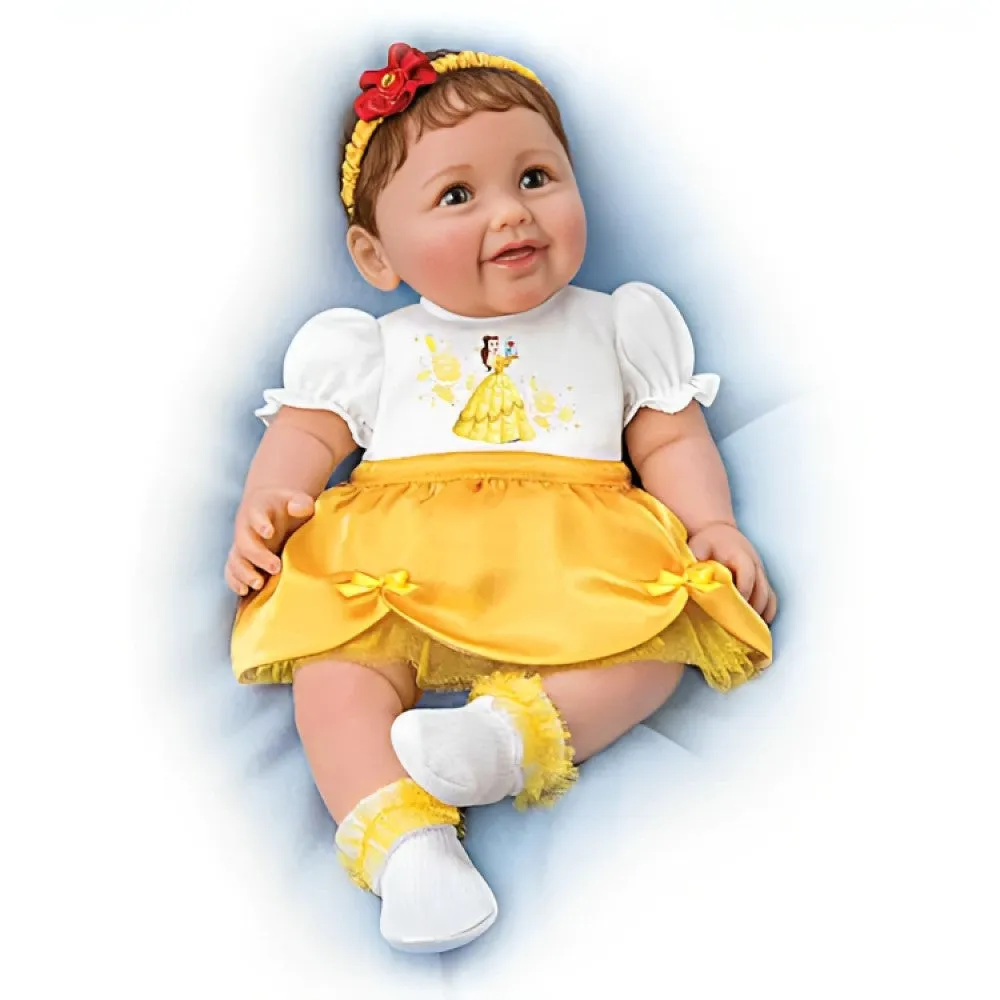 The Ashton-Drake Galleries Disney Perfect Little Princess Belle So Truly Real® Baby Doll with Belle-Inspired Outfit RealTouch® Vinyl Skin by Ping Lau 18-inches