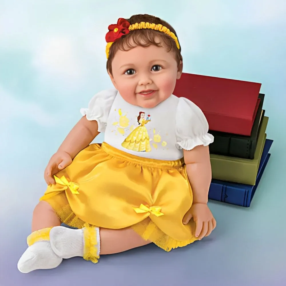 The Ashton-Drake Galleries Disney Perfect Little Princess Belle So Truly Real® Baby Doll with Belle-Inspired Outfit RealTouch® Vinyl Skin by Ping Lau 18-inches