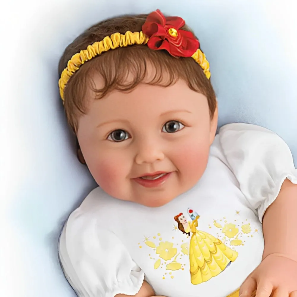 The Ashton-Drake Galleries Disney Perfect Little Princess Belle So Truly Real® Baby Doll with Belle-Inspired Outfit RealTouch® Vinyl Skin by Ping Lau 18-inches
