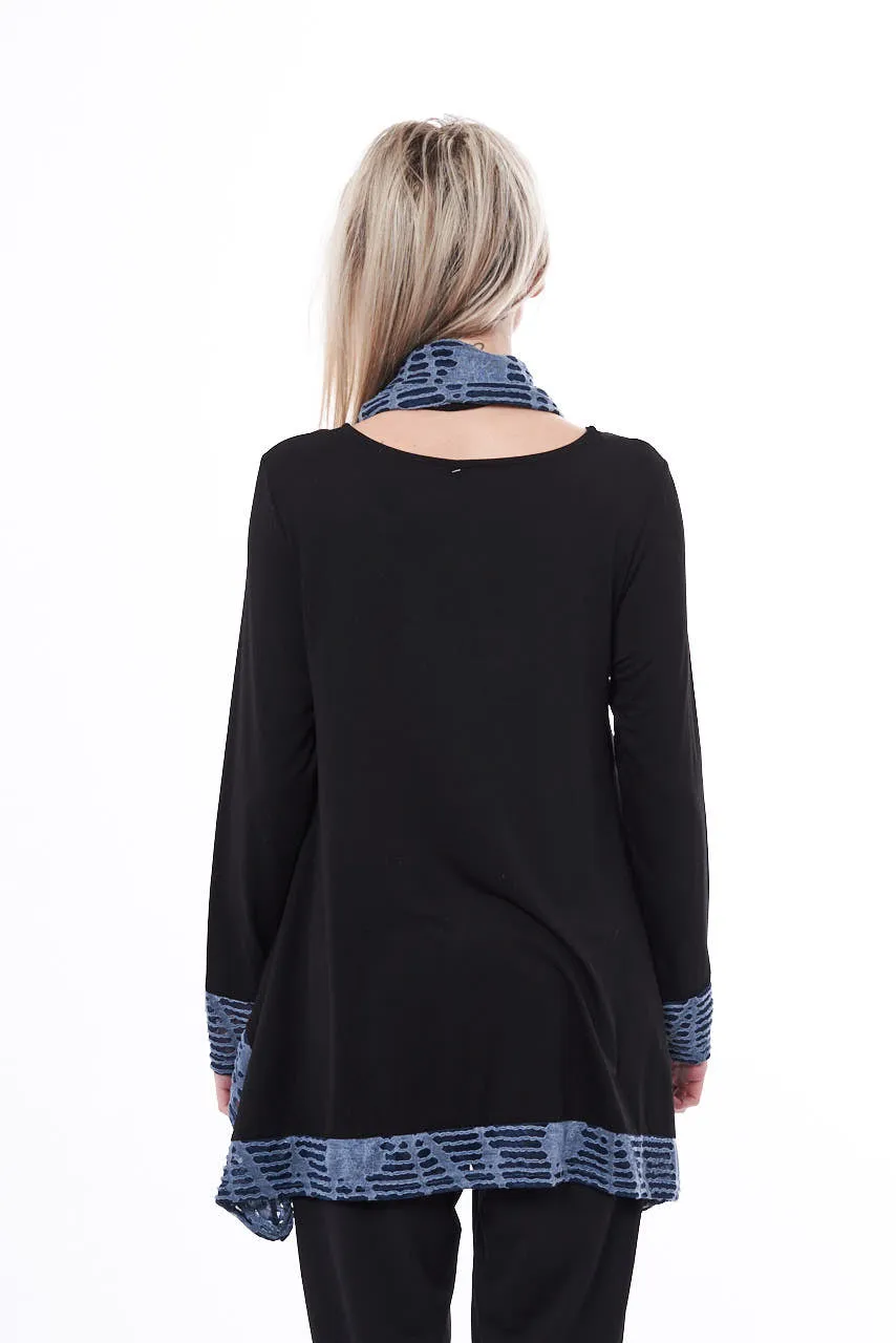 THE CLASSY BLACK IN TUNIC WITH SCOOP BLUE