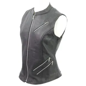 Vance Leather VL1028N Ladies Naked Leather Zipper Vest