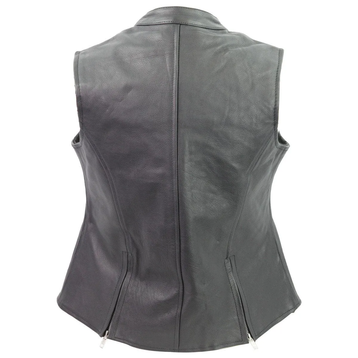 Vance Leather VL1028N Ladies Naked Leather Zipper Vest
